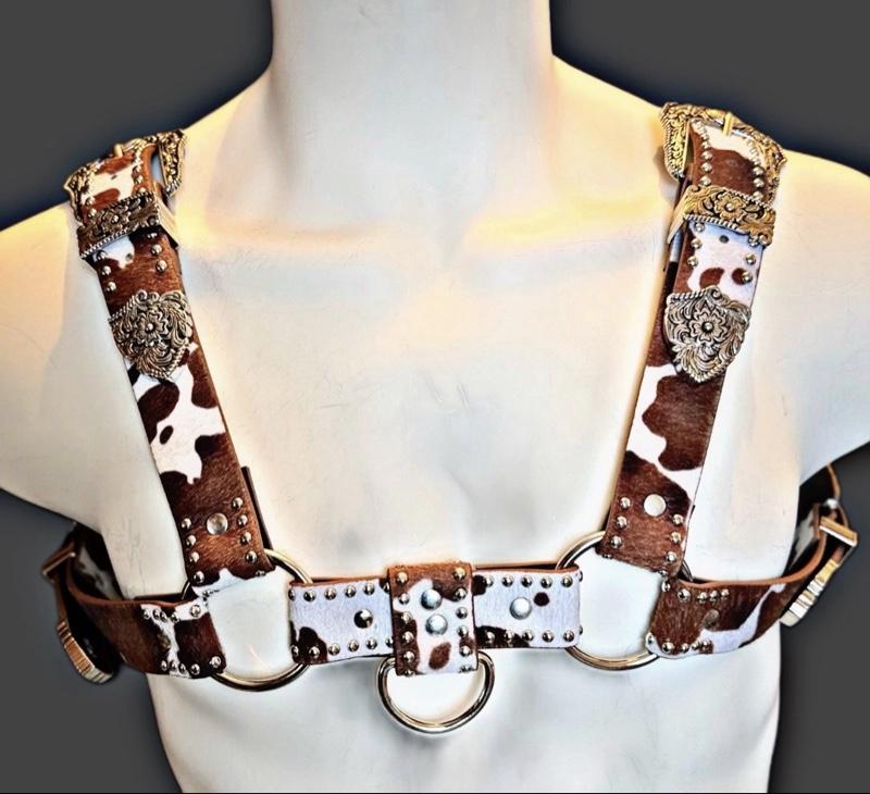 Bulldog Style Mens Chest Harness Vintage, Bohemian Cowboy  Size S-M