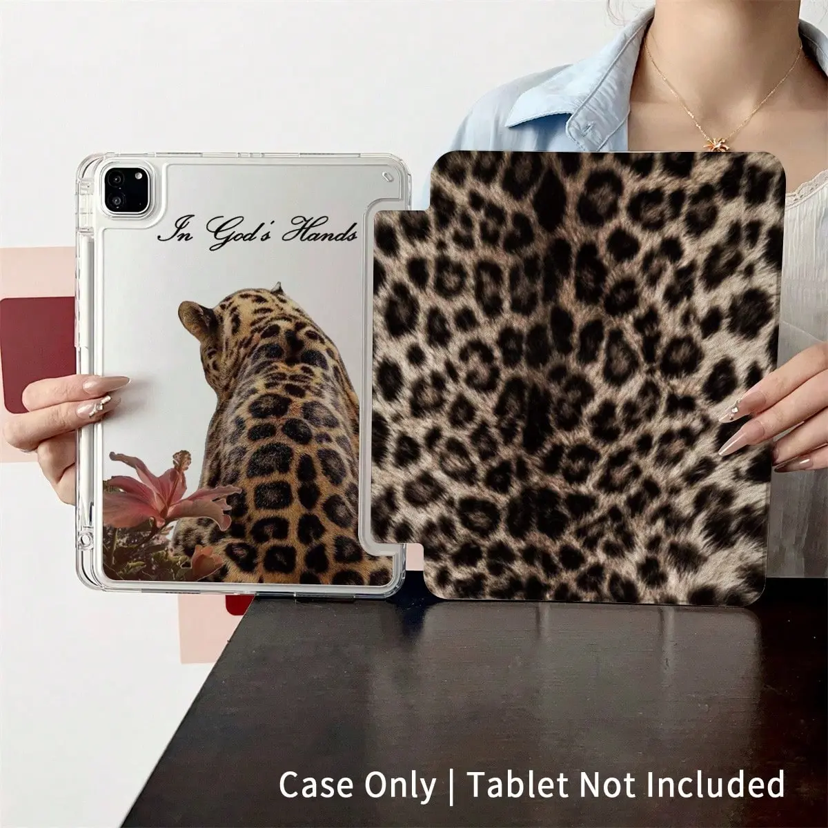 Leopard Animal Print Unisex Tablet Protection Casing Set - Flip Cover with Stylus Holder, Tri-Fold Pad Kickstand, Fashion Accessory for iPad 10.9/10.2/Air 2/4/5/Pro 1/11/7th/8th/10th Gen/9.7