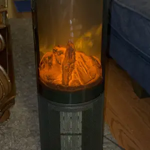 TEHANLD Space Heaters for Indoor, 25”Large PTC Ceramic Heater with Flame, 1500W Electric with Thermostat, 70°Oscillating Portable Tower Heater with Remote for Room, Bedroom, Home, Office, Black