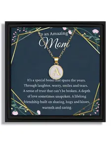 Christmas Birthday Party Anniversary Gift For Mom | 26 Letters A-Z Initial Necklace (O Chain) | With Heartfelt Message Card & Gift Box | Stylish Minimalist Pendant