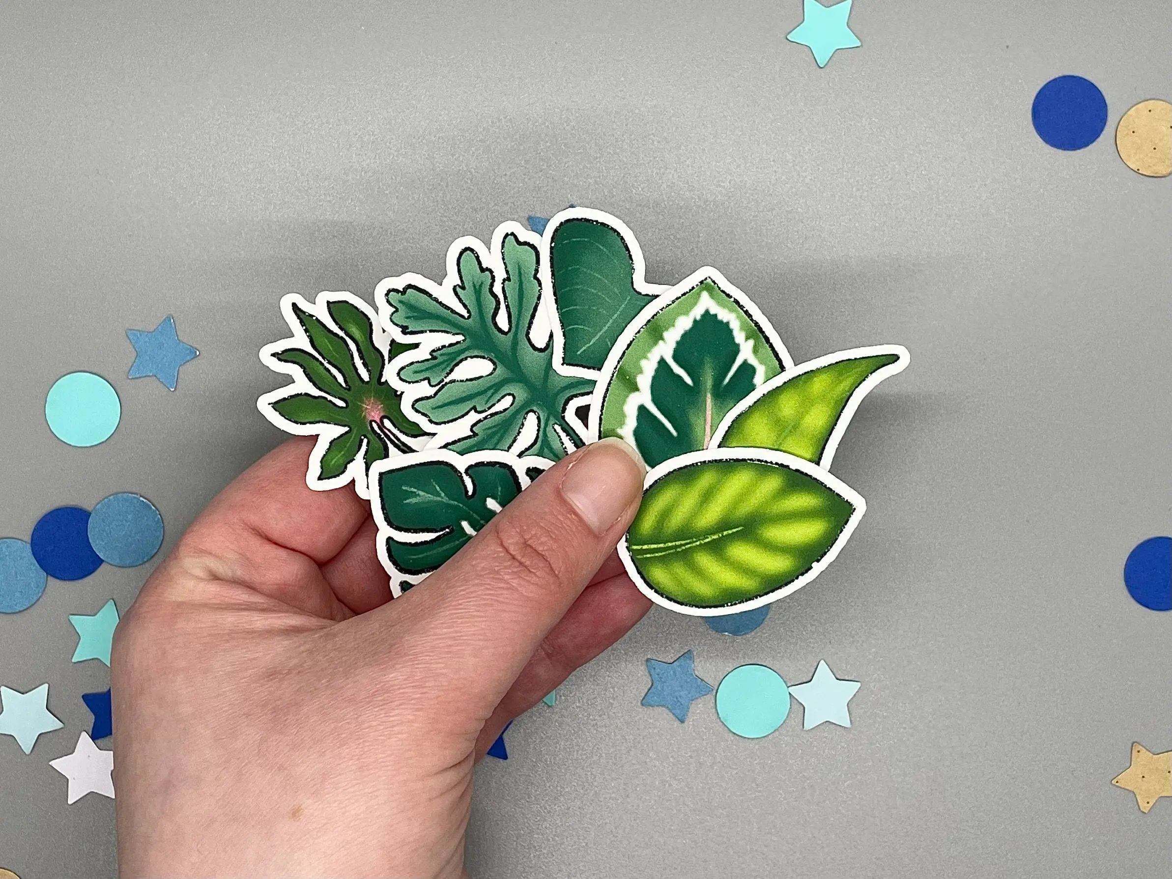 Plant Themed Lush Leaves Sticker Flakes Die Cut Set