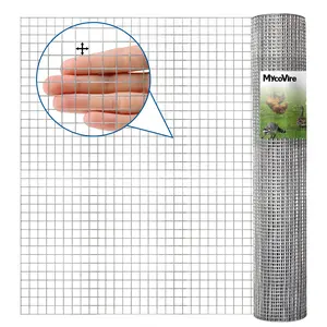 Hardware Cloth 1/2 inch 19Ga Double Hot-Dipped Galvanized After Welding Wire Fence Mesh Welded Metal Chicken Wire Fencing Roll (Silver 1/2 16X10)