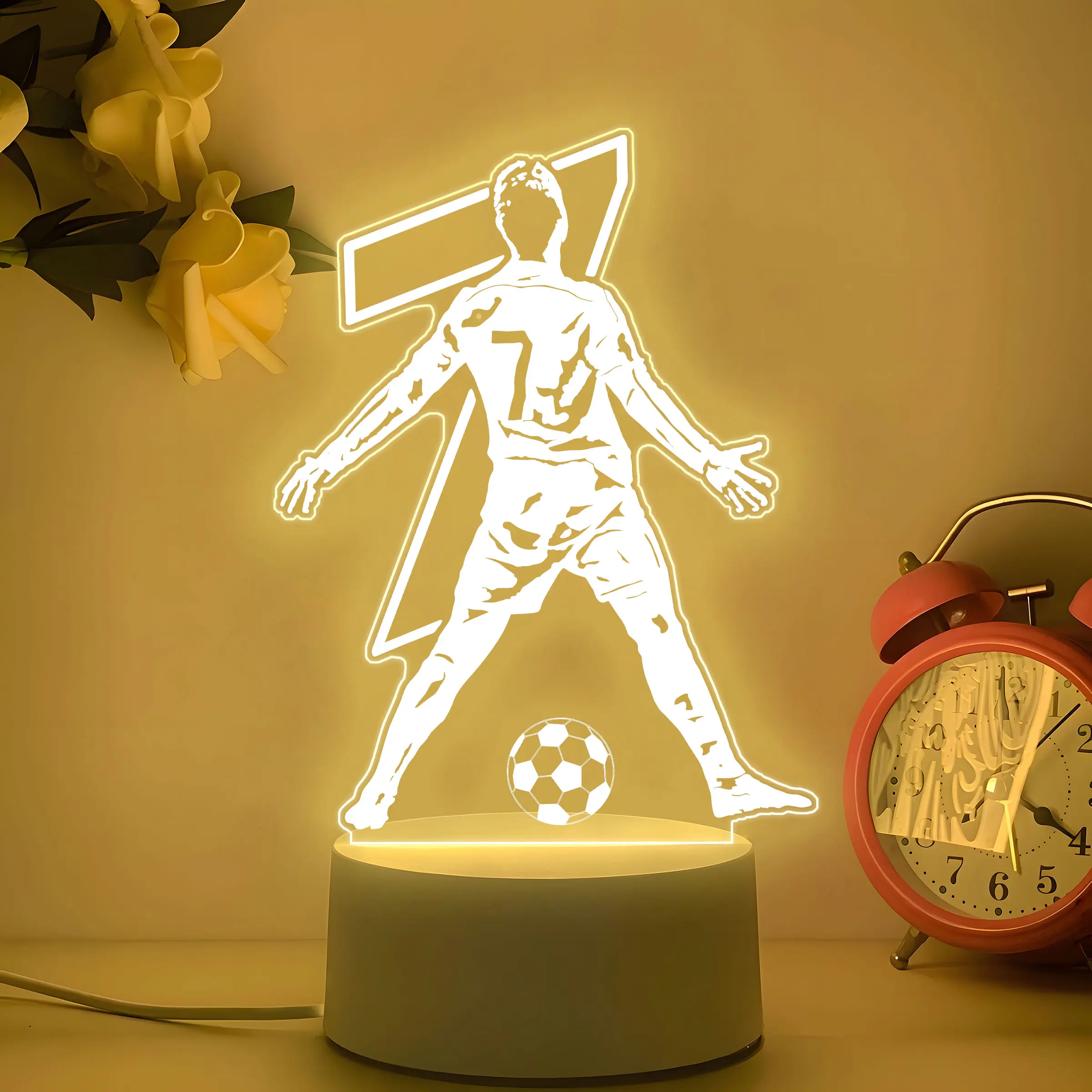 3D Illusion Acrylic Night Light, Creative Football Theme, USB Powered, Button Control, Modern Design, Perfect Gift for Soccer Fans, Home Decor Light, Mood Decorative Lights, Mood Lighting, Illuminated Night Light, Cool Lights