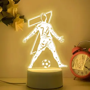 3D Illusion Acrylic Night Light, Creative Football Theme, USB Powered, Button Control, Modern Design, Perfect Gift for Soccer Fans, Home Decor Light, Mood Decorative Lights