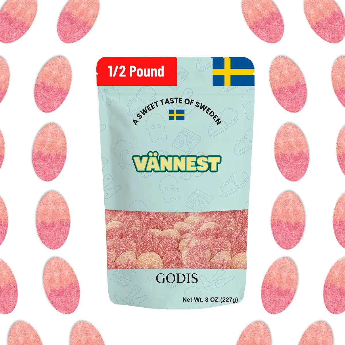Swedish Candy S-Marke Sour Peach 1/2 Pound Bonbon Snack Imported Swedish Candy TikTok Exclusive Fizzy Disks