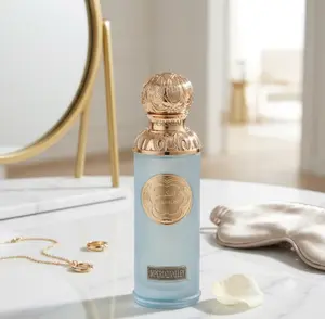 Gissah Imperial Valley Unisex Eau de Parfum 100ml, Long Lasting Fresh Floral Woody Arabian Perfume for Men & Women, Designer Inspired Luxury Fragrance with Ornate Embossed Gold Cap Matte Light Blue Bottle,