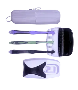 Toothpaste Dispenser with Wall-Mount Toothbrush Holder & Travel Case – Automatic Hands-Free Toothpaste Squeezer, Hygienic, Space-Saving Bathroom Organizer