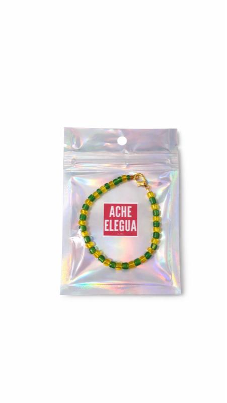 Orula Ide HandMade for Children 1 - 4 years old. Orula Ide Bracelet - Handmade Design with Green Beads and Yellow Accents