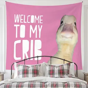 "Welcome To My Crib" Decorative Lettering Tapestry, 1-Count Durable Lightweight Wall Hanging, Wall Decor Bedroom, Hanging Decoration Tapestries for College Dorm
