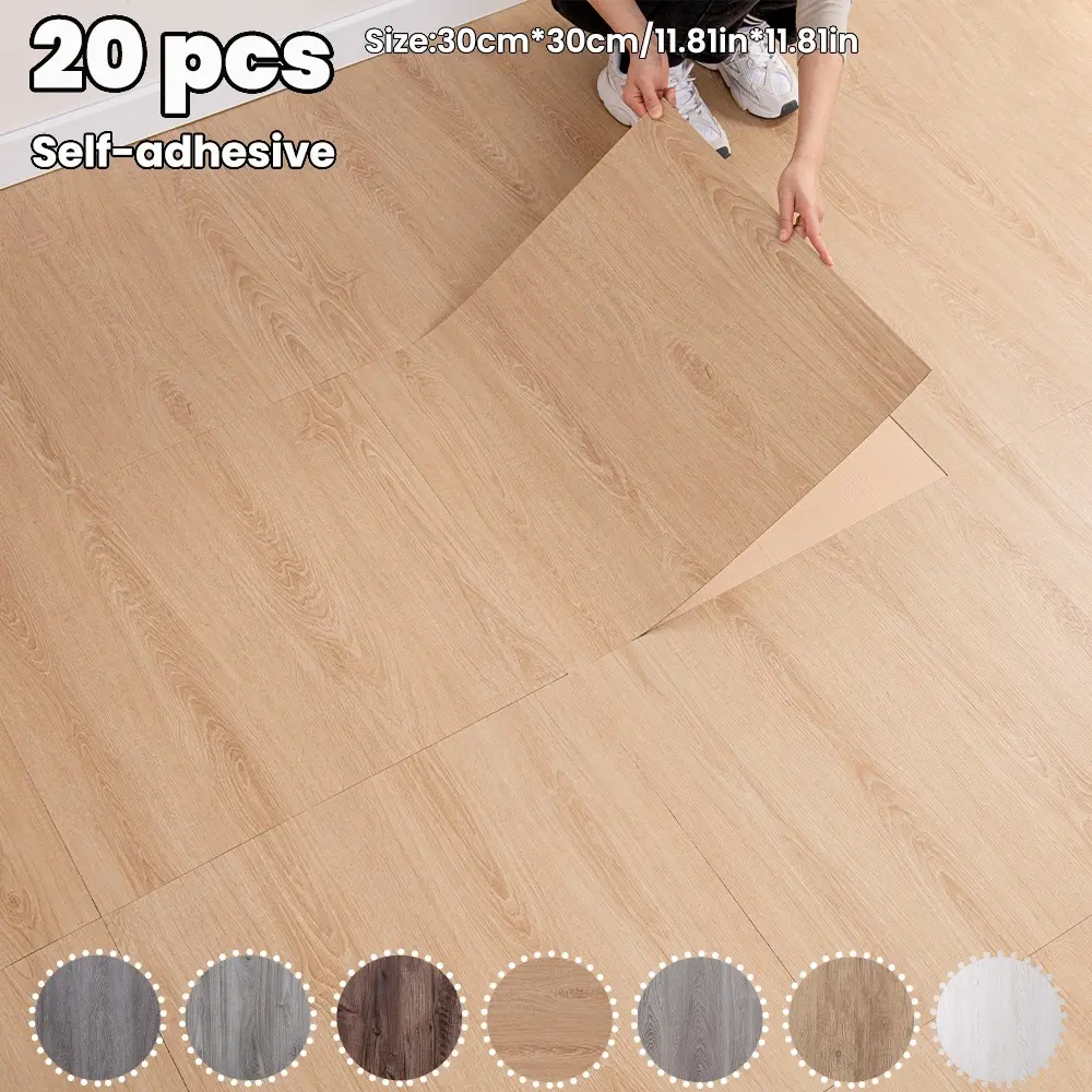 20pcs Thick Luxury Vintage Wood Grain Floor Tiles, Self-Adhesive PVC Vinyl Flooring, DIY Removable Easy Installation, Wall and Floor Renovation