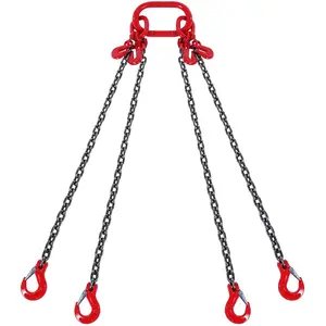 VEVOR Chain Sling, 3/8 inchx 10 ft Lifting Chains with Hooks, G80 Engine Chain Hoist Lifts, 18400 lbs/8 Ton Lifting Sling Chains for Engine Hoist, Engine Lift Chain with 4 Leg Grab Hooks AdjustersVEVOR Super Brand Day