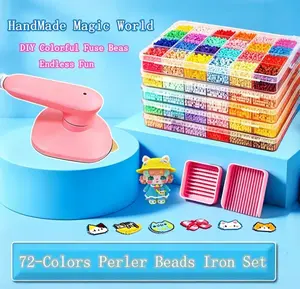 72-Color Fuse Beads Deluxe Set with 2-in-1  DIY Craft Kit for Kids & Adults High-Quality Stress-Relief &  Creative Fun All-In-One Accessories