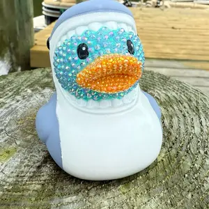 Bedazzled Rubber Duck with Sparkling Rhinestones & Heat Resistant Design, American Made, Quirky Charm Decorative Item