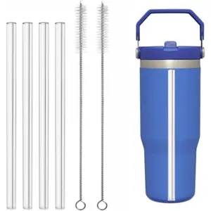 Replacement Straw for Stanley Iceflow 30oz Flip Tumbler, Reusable Clear Drinking Straws with Straw Cleaner Brush (Fit Iceflow Original Lid)