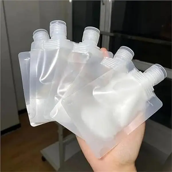 Squeeze Travel Pouches, 5 Pack, 100ml, Leak Proof Refillable Liquid Bags for Shampoo, Body Wash, Toiletries Carry On
