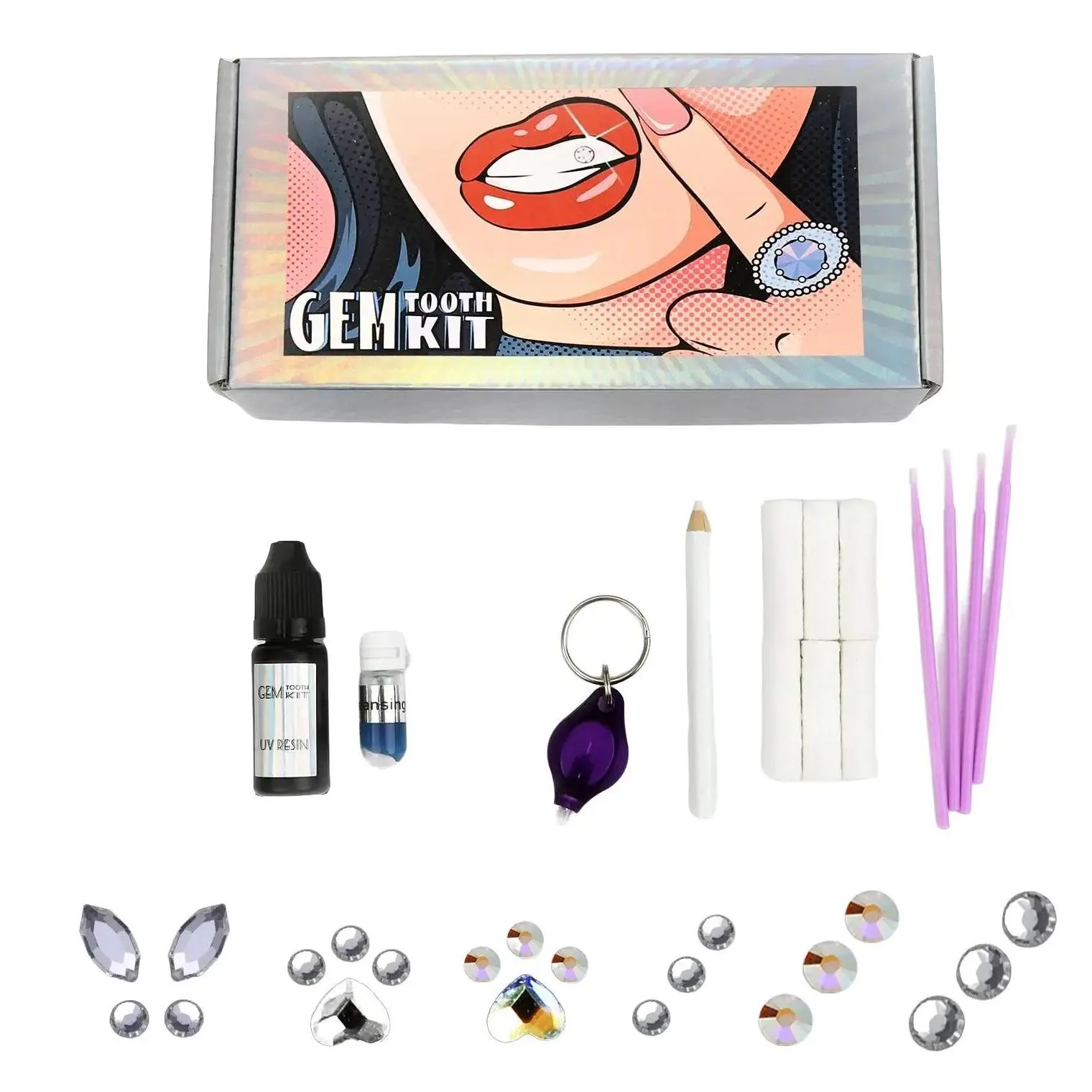 Glitzgrinz Crystal Smile Gem Kit – 1000 Gems DIY Fashion Decoration with Resin & Butterfly Crystals