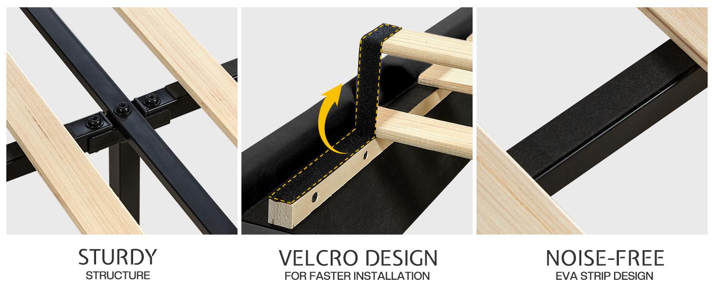 AMERLIFE Bed Frame with LED Lights, Remote&APP Control, Modern Faux Leather Upholstered Bed with Headboard, Wave Like Curve Design, Safety&Comfy, No Box Spring Needed/Luxury Furniture/Full/Queen Size/Best Gift Ideas/Christmas Gifts