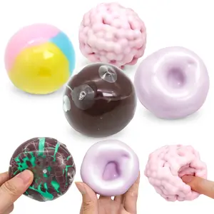 DLMdilemu 4-Pack Crunchy Vacuum Bead Stress Balls, Soft Sensory Squishy Fidget Toys for Anxiety Relief, Handmade Summer-Themed Set