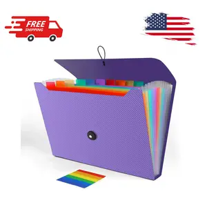 Accordion File Organizer, Expanding File Folder, 13 Pockets (Purple)
