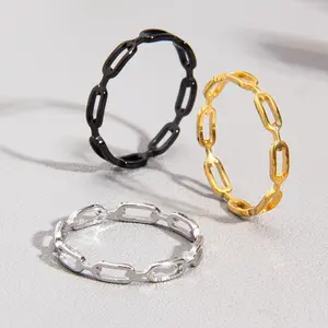 Men's Elegant Bicycle Ring - 201 Stainless Steel Hollow Hard-Edged Chain Loop, 2mm Band, Modern Biker Style Fashion Jewelry for Engagement (Loop Shape Design)