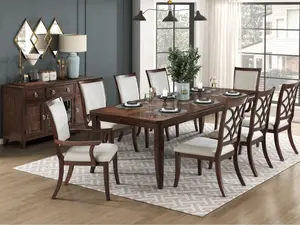 Homelegance 5962-96-7PC 7 pc Claymont cherry finish wood dark walnut inlay dining table set
