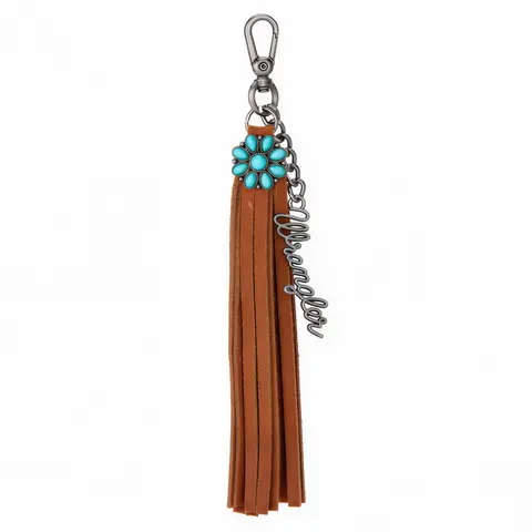 Wrangler Turquoise Fringe Suede Bag Charm