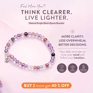 TINY RiTUALS Natural Purple Ghost Quartz Crystal Healing Bracelet