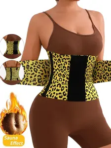 Women's Leopard Pattern Adjustable Waist Trainer Belt, Fitness Sports Waist Trimmer, Shaping & Sweat Wrap, Comfortable Design, Postpartum Belly Band