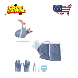 Cat Bathing Bag, Adjustable Anti-bite and Anti-Scratch Shower Mesh Grooming Bag