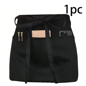 Waist Apron, 1 Piece, Ideal for Servers, 3 Pockets, Home Use, Daily Activities, House Cleaning, Protective Clothing
