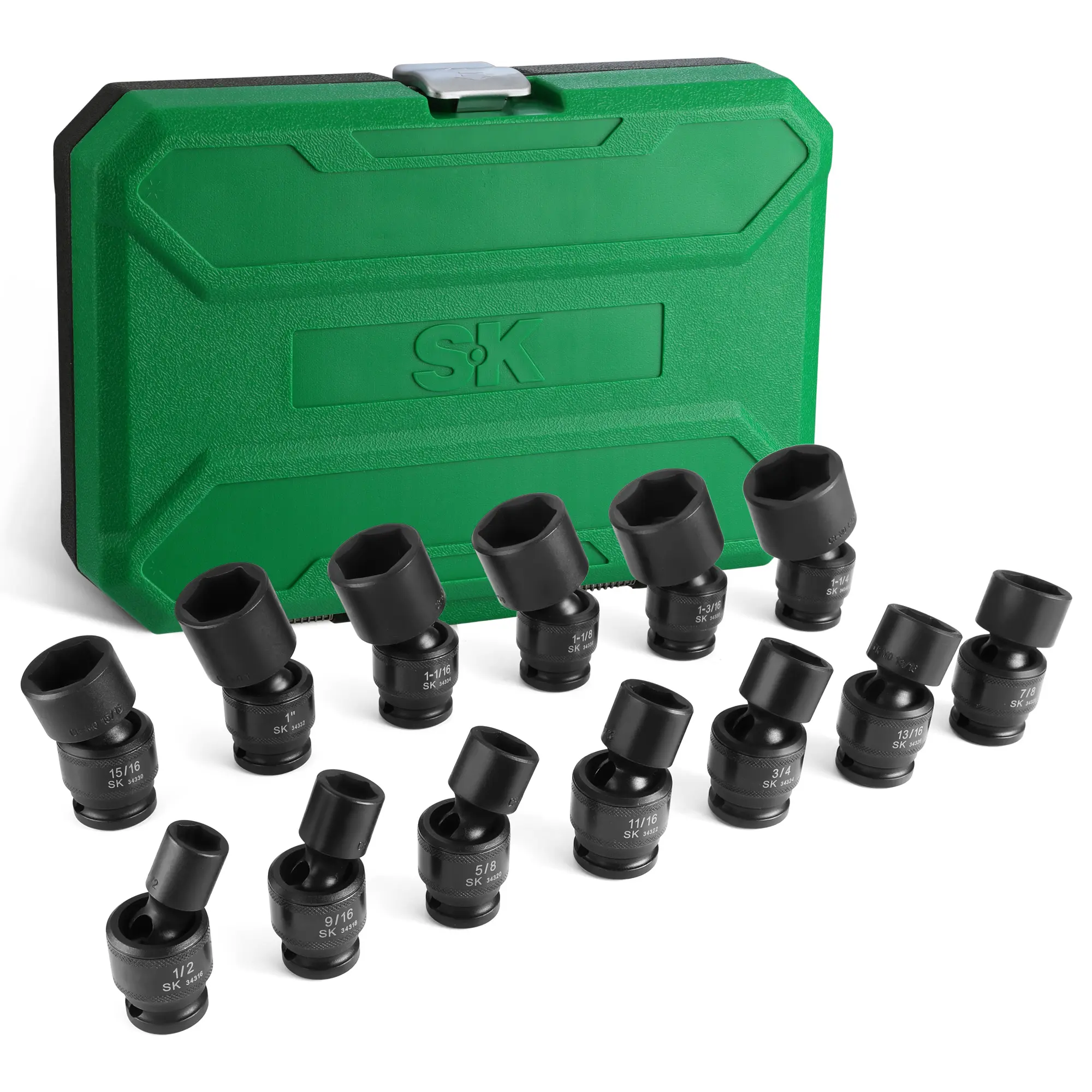 #toolupgrade SK Drive Universal Swivel Impact Socket Set, Premium CR-MO Steel, SureGrip 6 Point Design, with Storage Case