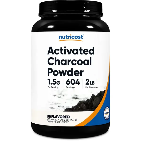 Nutricost Natural Coconut Shell Activated Charcoal Powder (2lbs) - GMP Certified Dietary Supplement, Skin Care, Lactose-Free, Vegetarian, Gluten-Free, Non-GMO, 1.5g Per Serving, 604 Servings, International Shipping Available