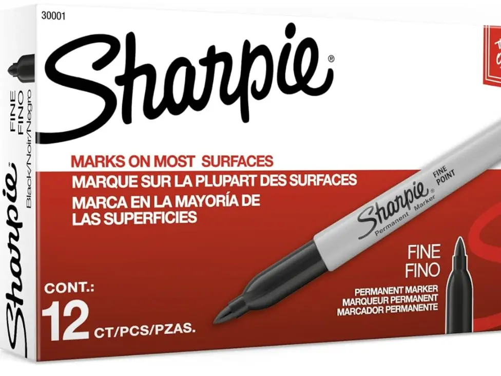 Sharpie Permanent Markers, Fine Tip, Black, 12 Count - Quick Drying, Fade Resistant, For Wood, Plastic, Paper, Metal, And More