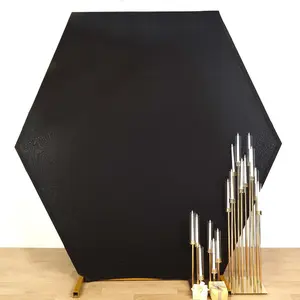 Black 2-Sided Spandex Fit Hexagon Wedding Arch Backdrop Cover 8ftx7ft