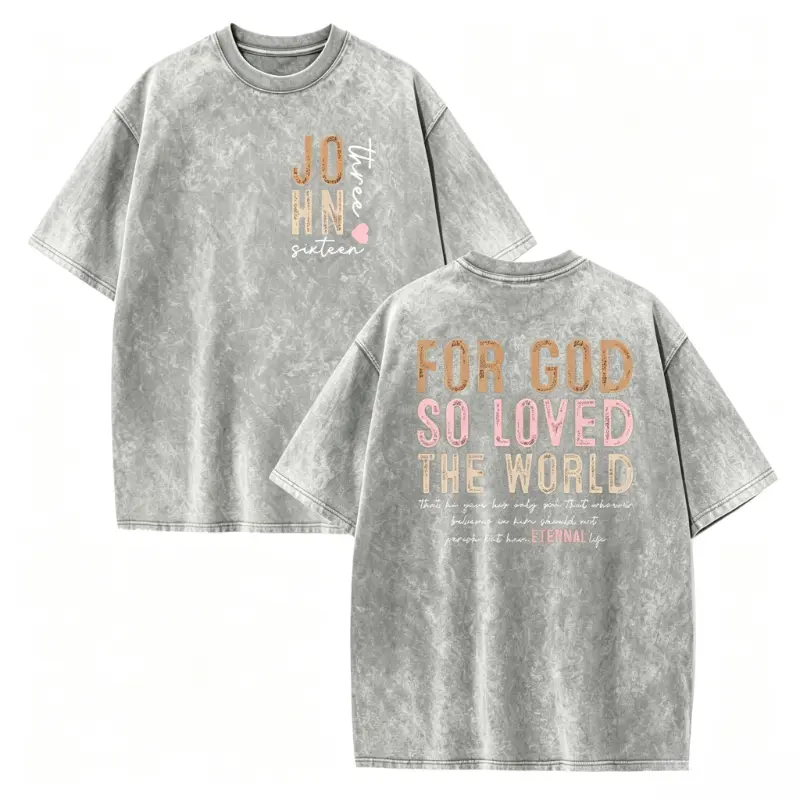 Christian Religious Wear Round Neck Casual Tshirt, John 3:16 Bible Verse Sports Top, God So Loved The World Easter Scripture Gift, Standard Sizes Faith Shirt