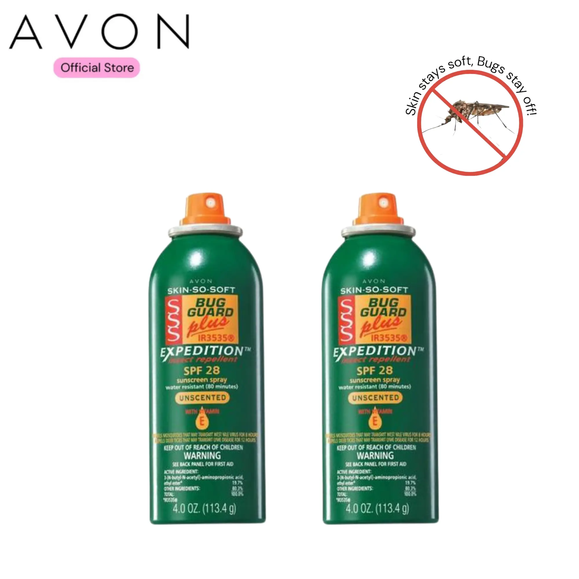 2-Pack Skin So Soft Bug Guard Plus IR3535 Expedition Aerosol Spray SPF 28