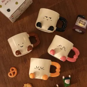 Trendy Ceramic Mug, Cute New Year Expression Water Cup, Perfect Couple Gift, Ideal for Coffee Lovers & Tea Enthusiasts, Coffee Mugs