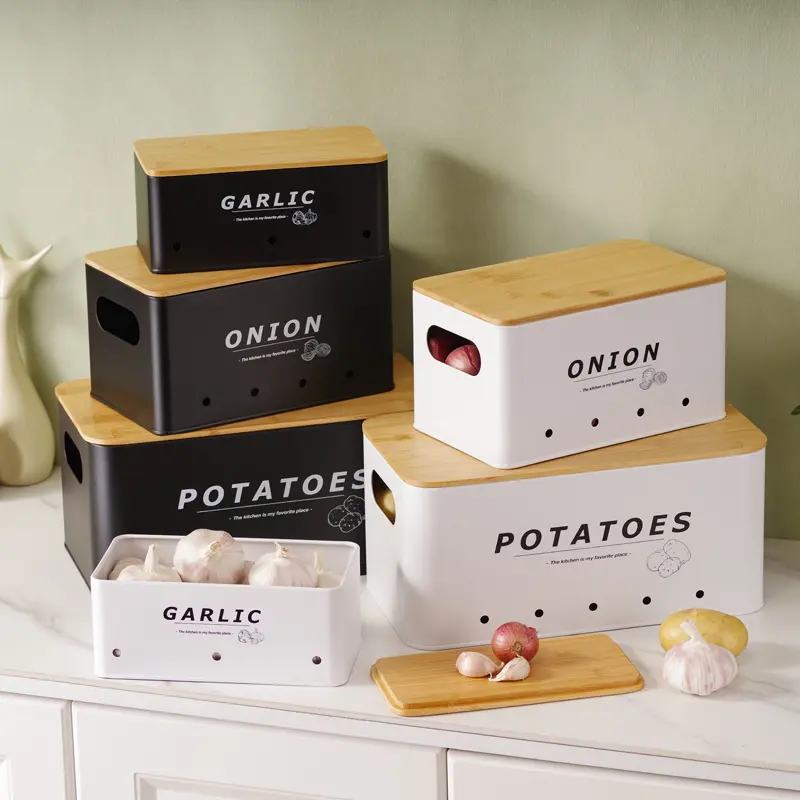 3pcs Airtight Food Storage Containers - Leak-Proof, Reusable, and Stackable Kitchen Organizers for Potatoes, Onions, and Garlic - Space-Saving, Easy-Clean, and Freshness-Preserving Kitchen Accessories