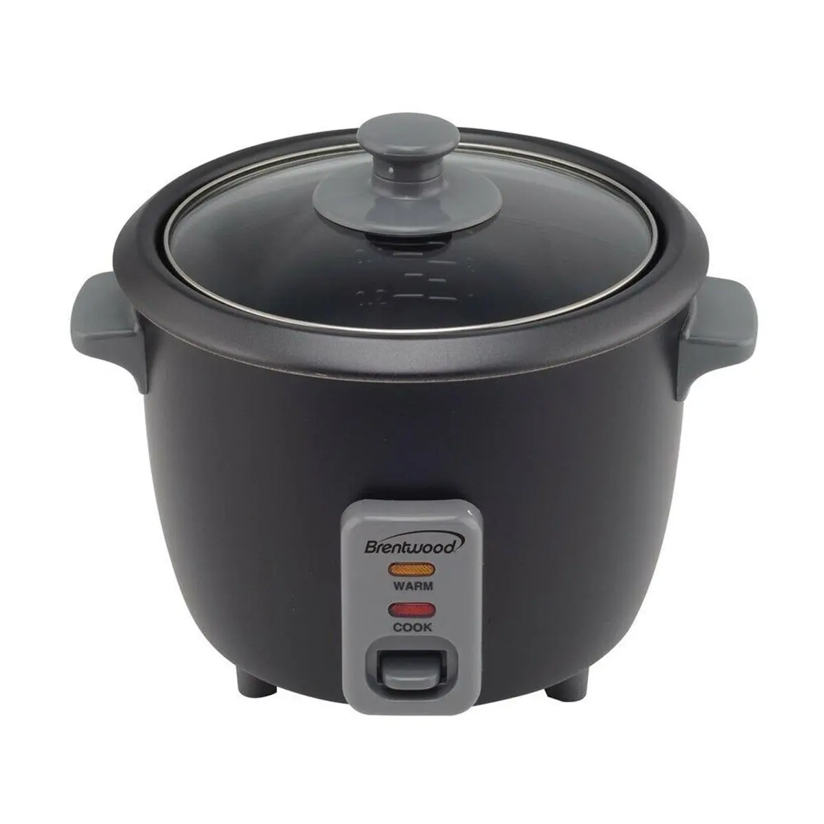 Brentwood TS-700BK 8-Cup Cooked Kitchen Rice Cooker - Black, 350W, High-Quality Material, Auto Warming, Non-Stick Pot, Cool Touch Handles, Includes Measuring Cup