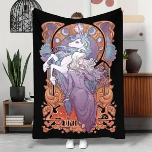 Last Unicorn Collector Blanket Enchanting Lady Amalthea Design Premium Flannel Ultra Soft digital Magical Realm Life Dreamy Escapes Fantasy Inspired Spaces Comfort Multifunctional Cartoon Throw cute cozy throw blanket printing fleece blanket warm nap