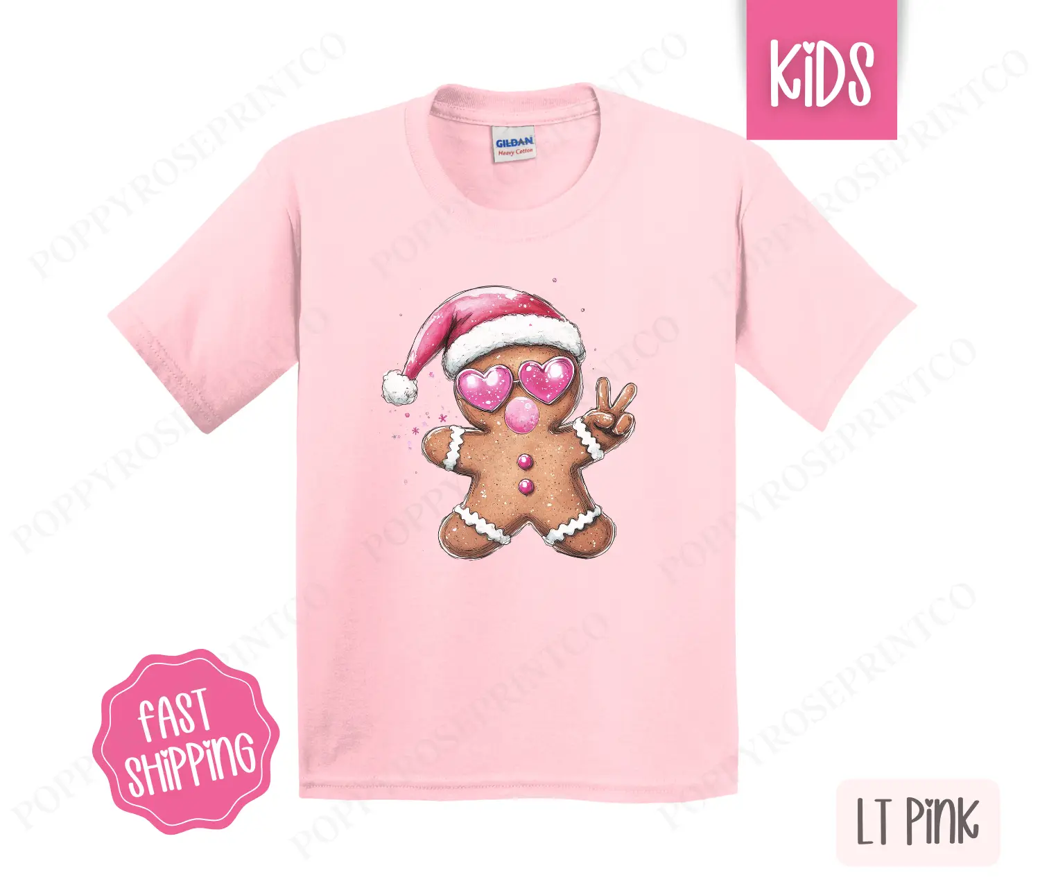 Kids Christmas Shirt - Gingerbread Bubble Tshirt - Youth Holiday Tee Gildan, 100% Cotton