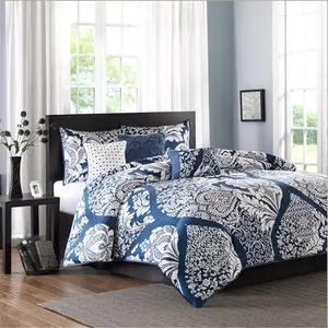 212 MAIN Indigo 6-Piece 100% Cotton Printed Bedding Set - Quilt Set with Leaf Motif, Tufted Pillows for King, Cal King Reptile & Amphibian Decorations, Bedding Sets