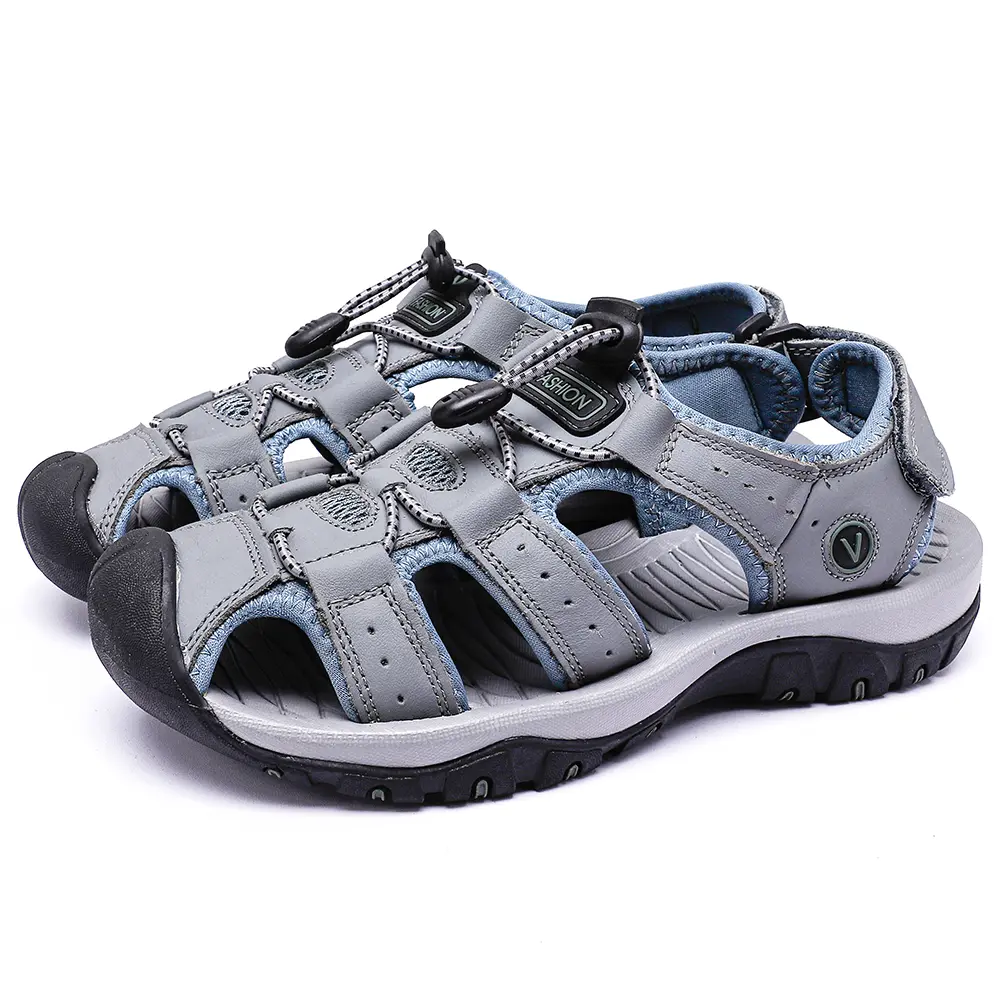 Unisex Round Toe Hiking Sandals - Adjustable Bungee Lace, Non-Slip, Quick-Dry, Breathable, Ankle-Zip Outdoor Athletic Trekking Sandals for Hiking, Camping