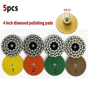5PCS 4"(100MM) Diamond Dry Polishing Pads Kit - Sharp & Flexible Grinding Discs for Granite, Marble, Concrete & Stone - Professional Sanding Kit for Countertop Four-step dry polishing pad diamond polishing pads 4 inch diamond polishing pads