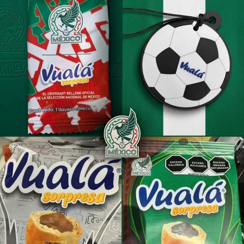 VUALA EDICIÓN MUNDIAL MEXICO 2026 | Gamesa Vuala Croissant 3 Pack | Chocolate | Vainilla | Cajeta (60g) Dessert