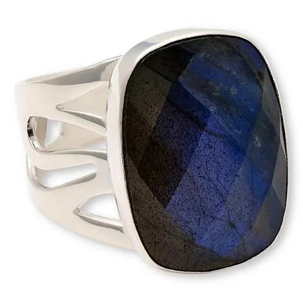 Mine Finds by Jay King Sterling Silver Labradorite Cushion Solitaire Ring