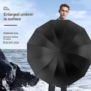 10-rib Folding Umbrella, Windproof & Waterproof Large Umbrella, Oversized Folding Umbrella for Travel & Family Use, Sun Parasol Umbrella