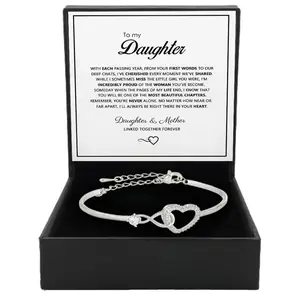 To My Daughter Forever Connected Bracelet – Infinity Heart Design, High-Quality Jewelry for Milestone Celebrations, Valentine’s Day Gift, Comes with a Gift Box