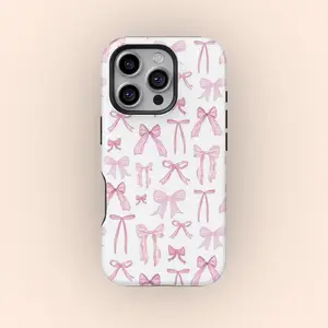 Soft Pink Coquette Phone Case, Bow Phone Cases, Soft Girl Aesthetic Premium Film 2 in 1 Phone Case - Durable, Shock Absorbing and Stylish Protection - Suitable for IPhone 17,16, 15, Plus, Pro, Pro Max, Perfect Birthday Gift for Friends.