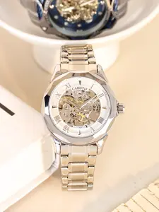 A ladies' silver steel strip workplace casual simple and versatile popular ladies' fully automatic mechanical watch